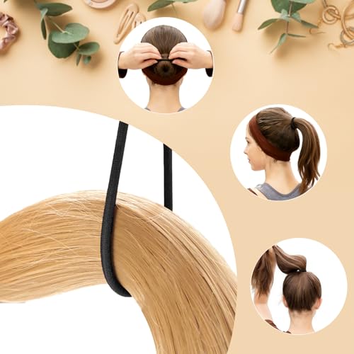 100PCS Black Hair Ties for Thick Hair - No Damage Elastic Bands