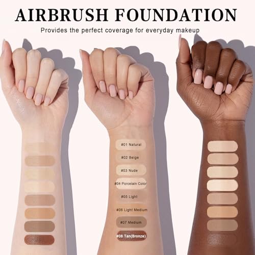 Airbrush Foundation Spray - Full Coverage Mist Makeup #02 Beige