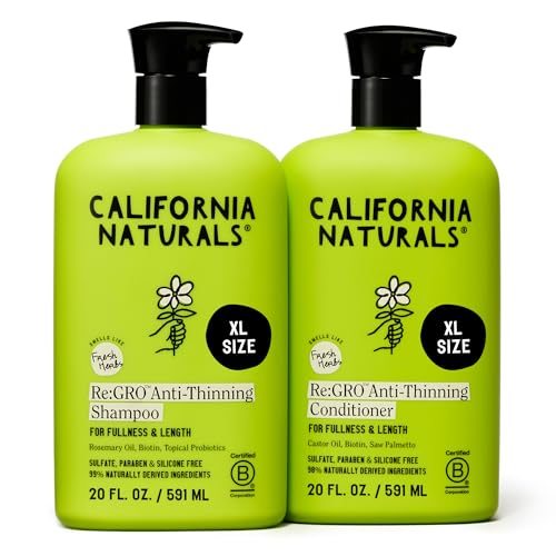 California Naturals Re:GRO Anti-Thinning Shampoo & Conditioner Set - Biotin & Rosemary Oil for Thinning Hair Support, 20 fl oz