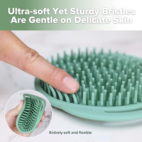 Haakaa Silicone Baby Shampoo Brush - Green, Cradle Cap & Hair Scrubber, Gentle & Hypoallergenic