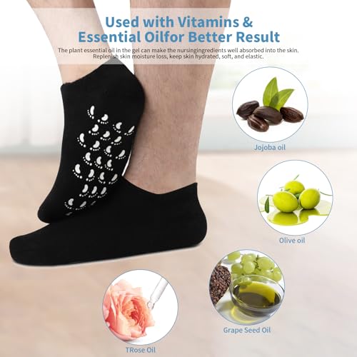 Men's Silicone Moisturizing Socks for Dry Cracked Feet - 2 Pairs (US 9.5-12)