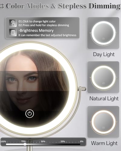 vpu 8-Inch Lighted Makeup Mirror with 30X Magnification