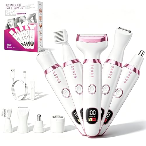 Women’s 5-in-1 Waterproof Electric Shaver for Face & Body - Painless Grooming Kit