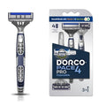 DORCO Pace Pro 4 Disposable Razors, 3 pack - Long Lasting 4 Blade Technology with a Precision Trimmer, Safety Guard Bar, Pivoting Head and Non-Slip Rubber Handle (3 Razors)