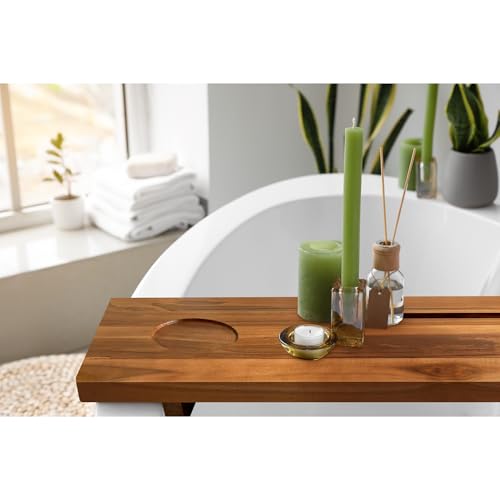 Teak Wood Bathtub Tray 29" - Adjustable Bath Caddy