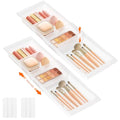 Lifewit Sliding Makeup Drawer Organizer, Fits 13-20" Deep Drawers, Extendable Hanging Divider, 1.8" High Plastic Tray for Vanity, Office, Kitchen, Translucent, 2Pcs