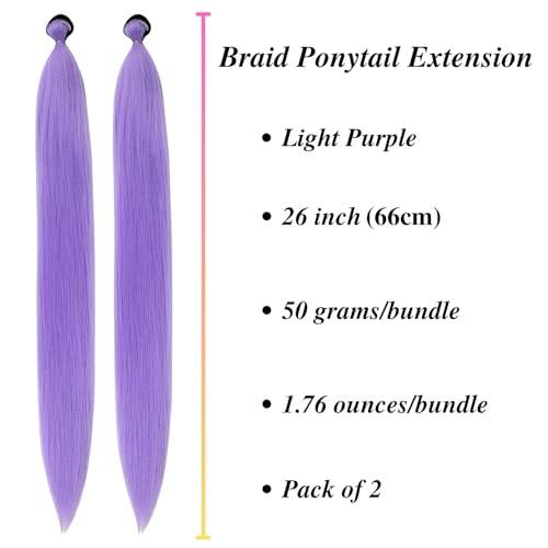 Light Purple Braiding Hair Extensions for Festivals & Cosplay - Pack of 2