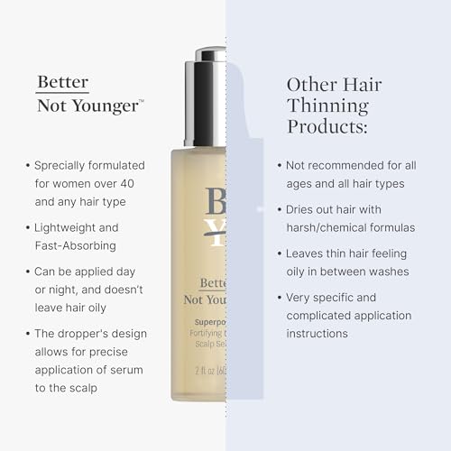 Better Not Younger Fortifying Hair & Scalp Serum for Thinning and Aging Hair - Hair Serum for Stronger, Thicker Looking Hair - Hair Density Serum Designed for Women 40+ Experiencing Hair Loss - 2fl.oz