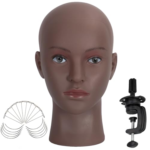 Bald Mannequin Head with Clamp Stand for Wig Display & Makeup Training
