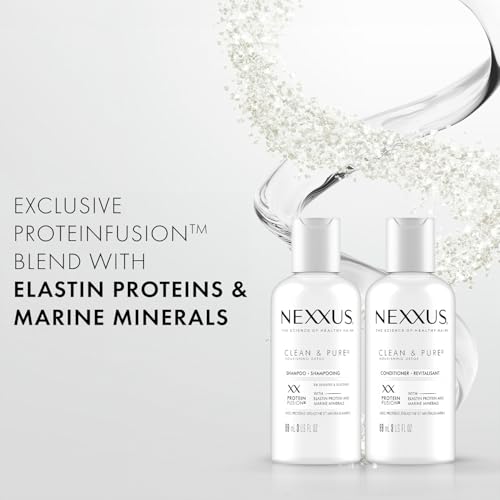 Nexxus Travel Shampoo and Conditioner, Clean & Pure ? Hair Products with Elastin Protein and Marine Minerals, Sulfate-Free, 3 Oz Ea