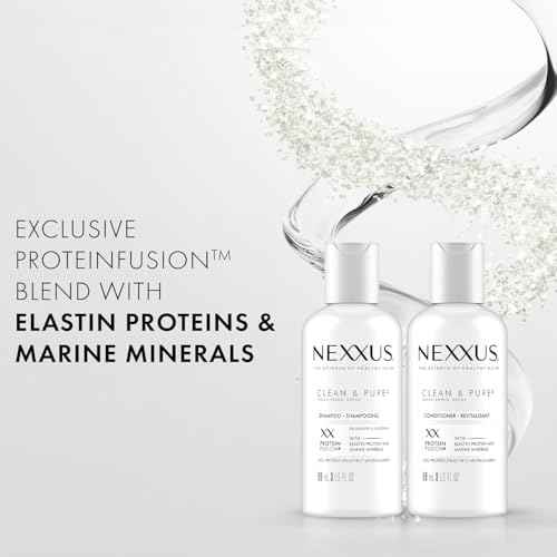 Nexxus Travel Shampoo and Conditioner, Clean & Pure ? Hair Products with Elastin Protein and Marine Minerals, Sulfate-Free, 3 Oz Ea