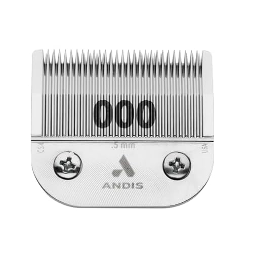 Andis ? 64480, Ceramic Edge Carbon-Infused Detachable 0.5mm Clipper Blade - Close Cutting, Body Grooming Blades - Compatible With Most Andis, Oster A5, Series Clipper - Size 1/50" Cut Length, Chrome