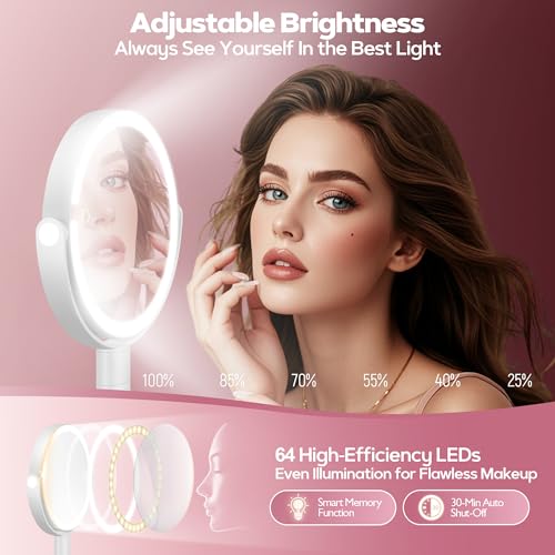 MOMOKUBA Makeup Mirror 30X Magnifying, LED Lighted, Height Adjustable