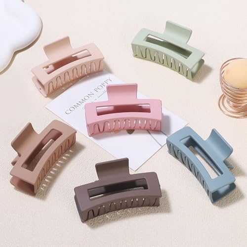 Square Hair Clips 3.5 Inch Medium Claw Clips 6 Pack