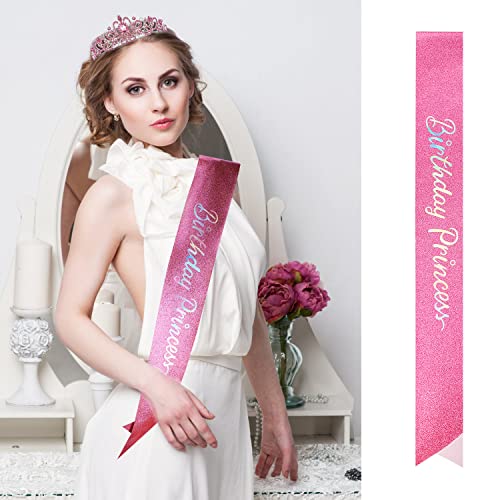 Pink Princess Tiara - Bridal & Party Crown for Girls & Women, Elegant Jewelry Accessory