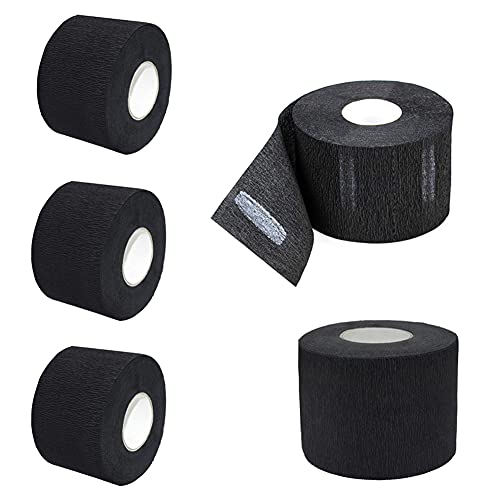 QUUPY 1 Roll/100Pcs Disposable Barber Neck Strips, 2.6 Inch Wide x 13.7 Inch Long, Stretches Up to 21.5 Inch, Soft, Absorbent Paper, Adhesive Closure, Multi-use for Haircut, Styling, Coloring & More