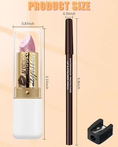 Light Pink Shimmer Lipstick & Brown Liner Combo Set