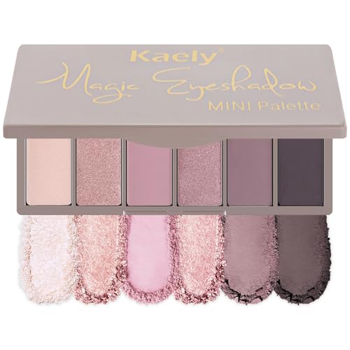 HHLTOH B-6Color Eyeshadow Palette - Nude, Pink & Mauve with Shimmer for Mature Skin, Travel Mini with Mirror 07