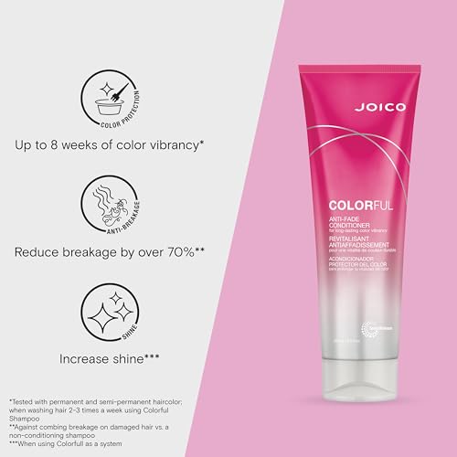 Joico Colorful Anti-Fade Shampoo and Conditioner | For Color-Treated Hair | Preserve Hair Color & Vibrancy Long-Term | Boost Shine & Reduce Breakage | With Camellia Oil & Pomegranate Extract