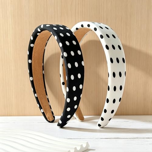Polka Dot Padded Headband Set for Women - Non-Slip Hair Accessories
