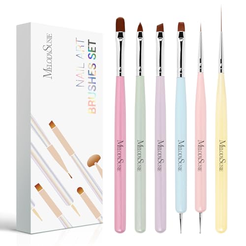 MelodySusie 6Pc Nail Art Brush Set - Gel, Liner & Design Brushes