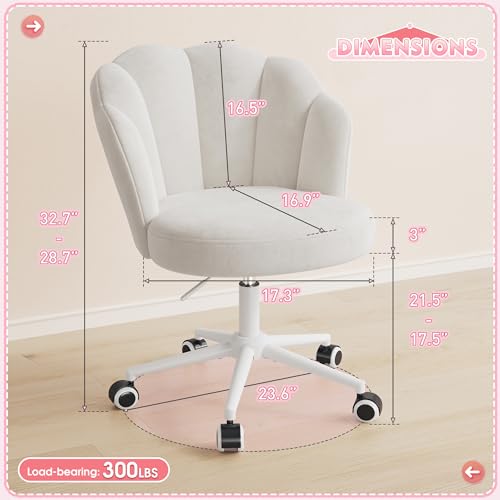 Velvet Makeup Vanity Chair with Wheels & Adjustable Height