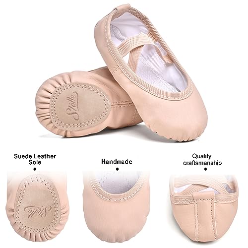 Stelle Ballet Shoes for Girls Toddler Ballet Slippers Soft Leather Boys Dance Shoes for Toddler/Little Kid/Big Kid (Black, 2ML)