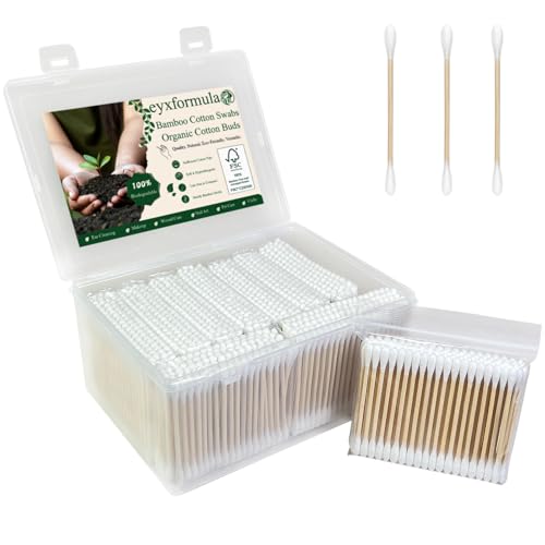 Eyxformula Organic Cotton Swabs - 1000 Count Biodegradable Bamboo