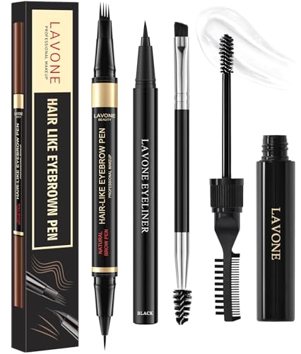 LAVONE Eyebrow Makeup Kit - Waterproof Pen, Wax & Brush Set
