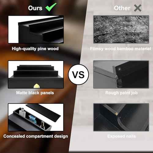 Cologne Organizer for Men, 3 Tier Cologne Stand Organizer for Men, Wood Perfume Organizer with Felt Lining Drawer and Hidden Compartment, Great Gift for Men(Black)