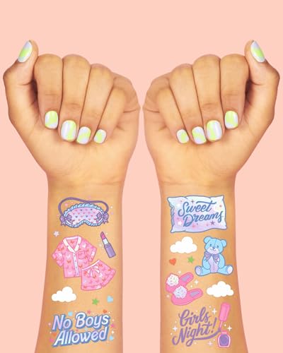 xo, Fetti Pink Sleepover Temporary Tattoos - 52 Designs