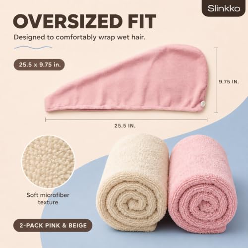 Microfiber Hair Towel Wrap for Women - Quick Dry & Ultra Absorbent
