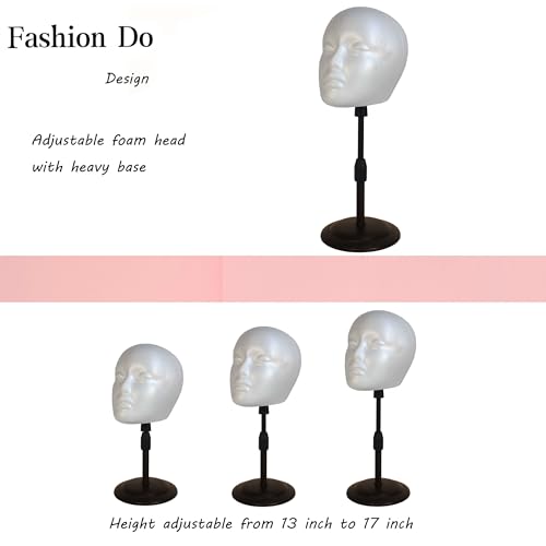 Adjustable Wig Stand Foam Head Holder 2-Pack (13-17")
