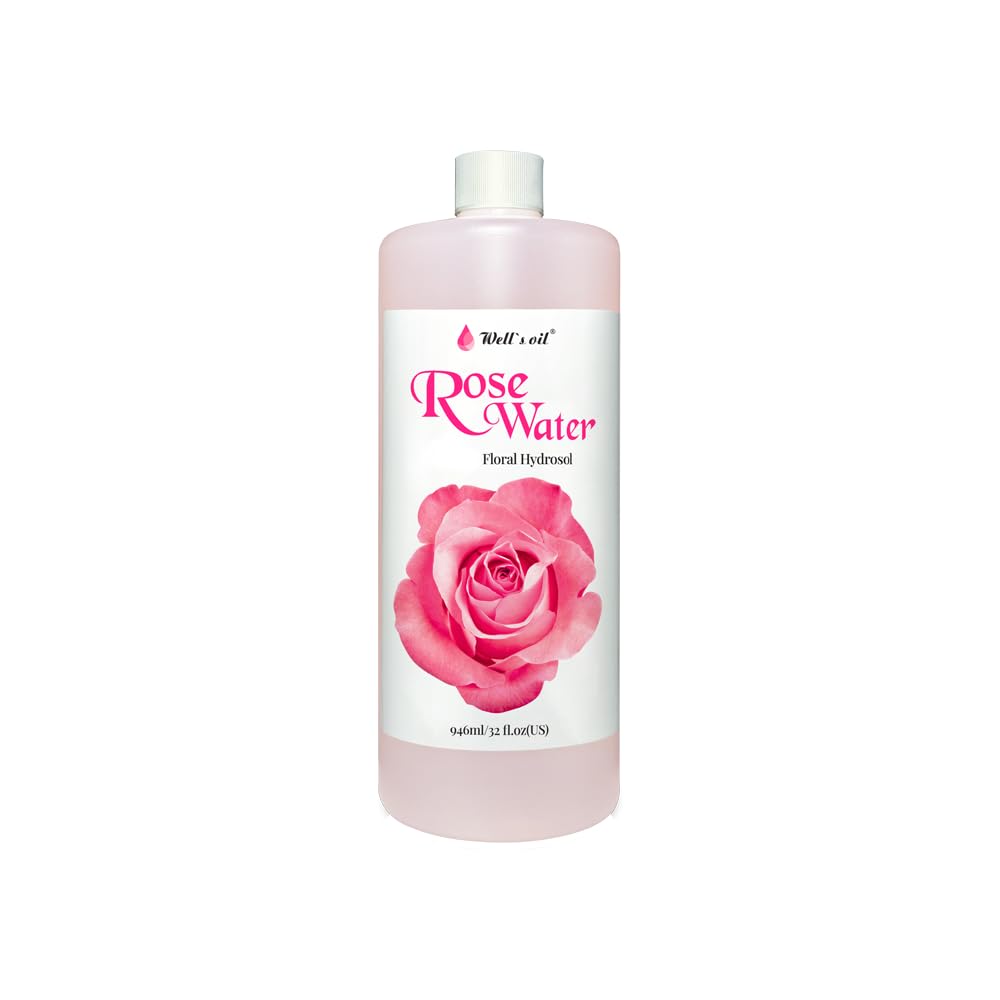 Well's Rose Water Mist Spray | 32 fl. oz. | 100% Natural | Hydrating & Soothing | For Skin & Hair Care