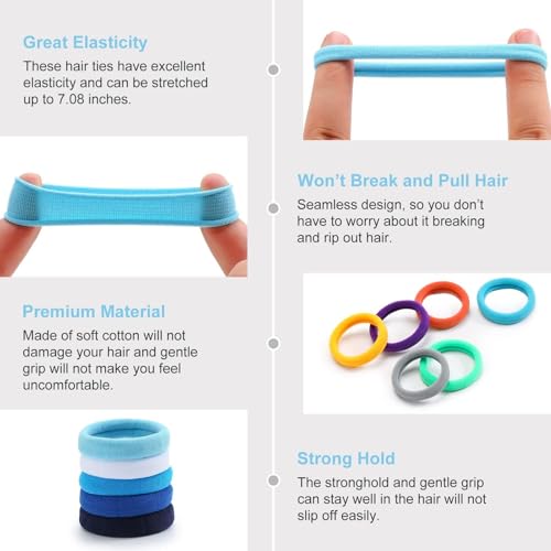 Bessrung 100PCS No-Crease Elastic Hair Ties - Durable Cotton Bands