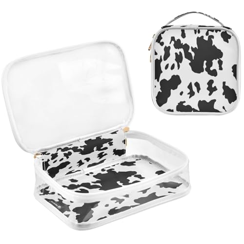 2 Pack Clear Makeup Bag, Leopard Print Cow Pattern Car Pouches For Organization Waterproof Travel Toiletry Bags For Women Girl