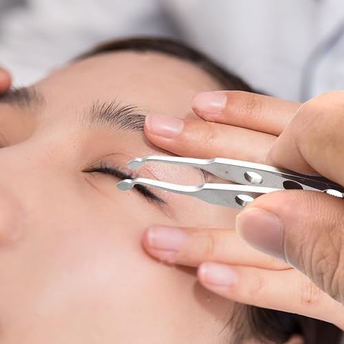 Meibomian Gland Expressor, Stainless Steel Eyelid Massage Professional Face Care Craft Tools for Dry Eyes, High Precision Tweezer Tools - Rectangle Tip