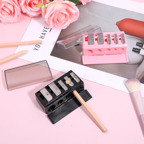 2-Pack 5-Hole Cosmetic Pencil Sharpener with Lid for Eyeliner & Lip Liner