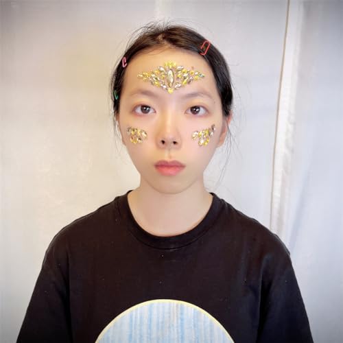 face gems silver gold halloween makeup face jewels body glitter rhinestone rave festival face body temporary tattoos felf-adhesive crystal sticker for music festivals bohemian