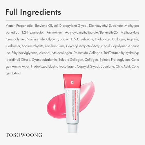 TOSOWOONG PDRN Collagen Jelly Cream for Firming & Even Skin Tone, Korean Glow