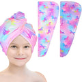 Basumee Microfiber Hair Towel Wrap for Kids, 2-Pack, Fast Drying