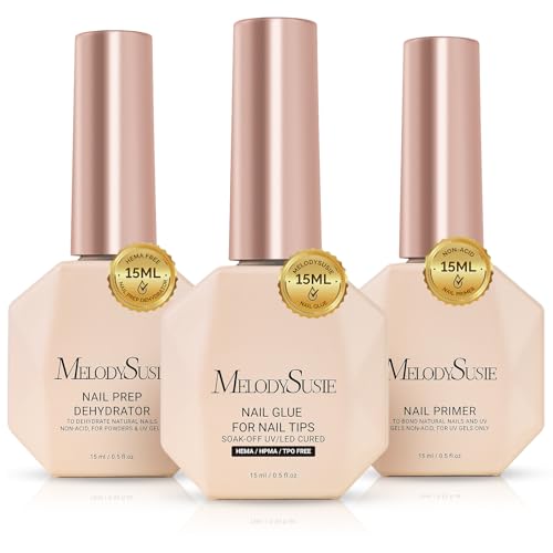MelodySusie Nail Glue, Dehydrator & Primer Set - 3 Pcs