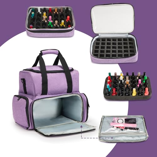 SANDARK Nail Case Holds 70 Bottles (15ml/0.5fl.oz) & Accessories, Purple