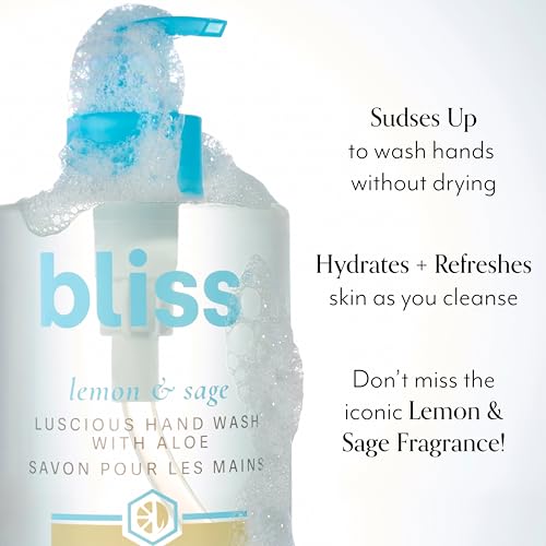 Bliss Lemon & Sage Hand Wash 2 Pack - Hydrating Aloe & Coconut Oil, Gently Cleanses, 12.14 fl oz