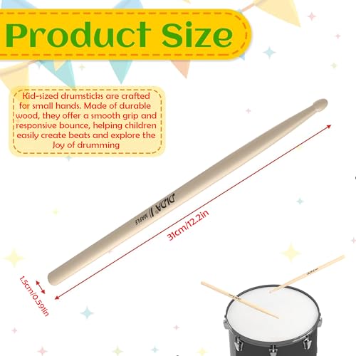 Kids Drumsticks 12 Inch Maple Wood - 2 Pairs