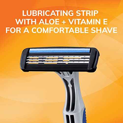BIC Sensitive 3 Disposable Razors for Men With 3 Blades for Sensitive Skin, 12 Count Value Pack of Shaving Razors