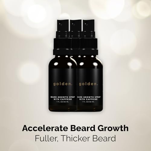 Golden Grooming Beard Growth Spray | Boost Beard Growth, Thickness & Strength | Natural Formula with Biotin & Vitamin E | Specifically Crafted for Coarse & Curly Beards (2-Pack)