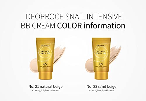 Deoproce Pearl Shining BB Cream Snail Galac SPF50+/PA+++ Face Moisturizer Skin Tone Correction Blemish Covering UVA/UVB Block reduction Korean Makeup Anti Wrinkle (#21 Natural Beige)