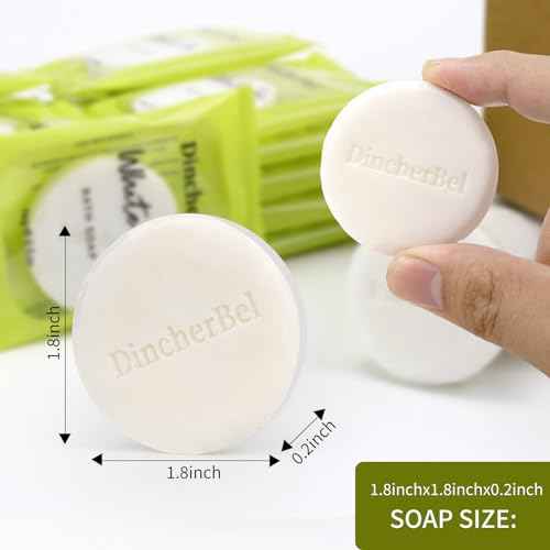 DincherBel 200 Pack 0.5oz Travel Soap, Mini Round Cleansing Bars Soap Bulk Travel Size, Individually Wrapped Toiletries Amenities for Hotel, Airbnb, Shelter, Camping and Traveling