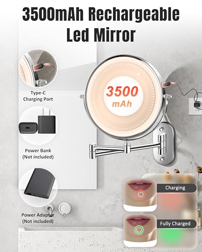 8" Double Sided Magnifying Makeup Mirror with LED Light 30X/1X